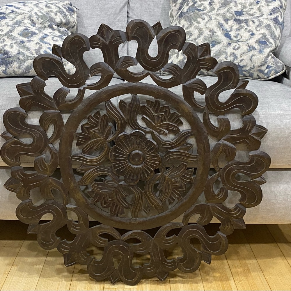 Dark brown, floral medallion wall decor